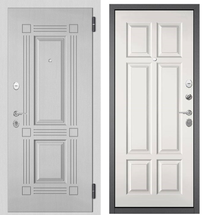 Входная дверь в квартиру FAMILY ECO МДФ 104 Дуб белый матовый, отделка МДФ 109 (Белый софт)