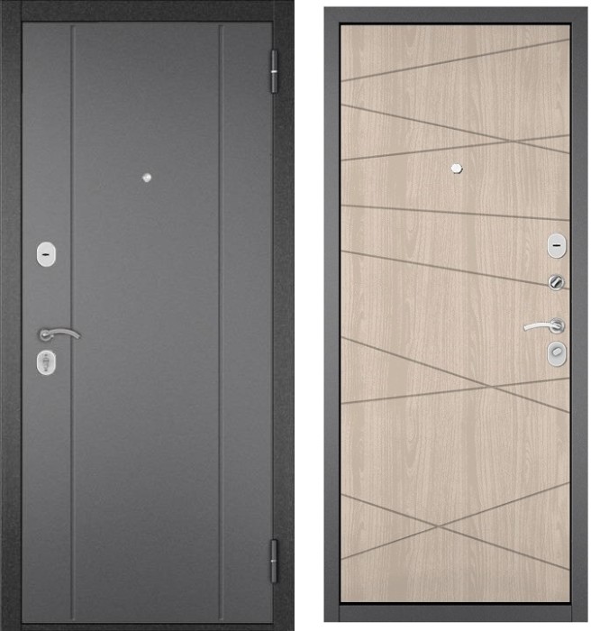 Входная дверь в квартиру TRUST ECO металл RL-1 Букле графит, отделка МДФ 130 (Ясень ривьера айс)