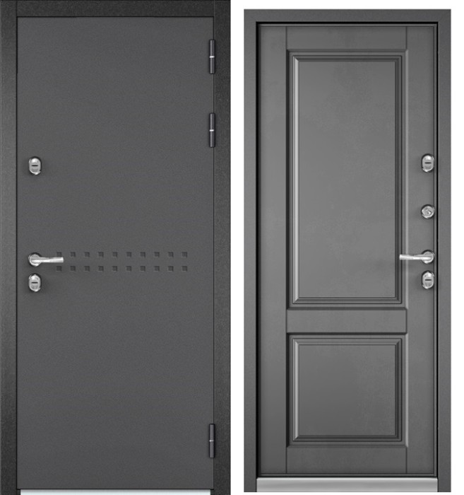 Входная дверь с терморазрывом в дом TERMO R4 Букле графит, МДФ отделка D-1 (Бетон серый)