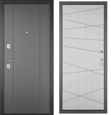 Входная дверь в квартиру TRUST ECO металл RL-1 Букле графит, отделка МДФ 130 (Ларче бьянко)