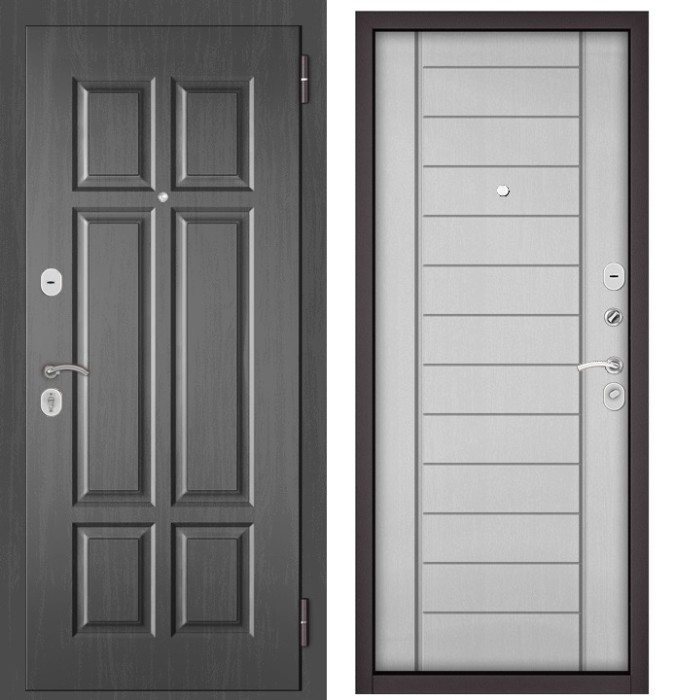 Входная дверь в квартиру HOME ECO МДФ 109 Дуб серый, отделка МДФ 137 (Дуб белый матовый)