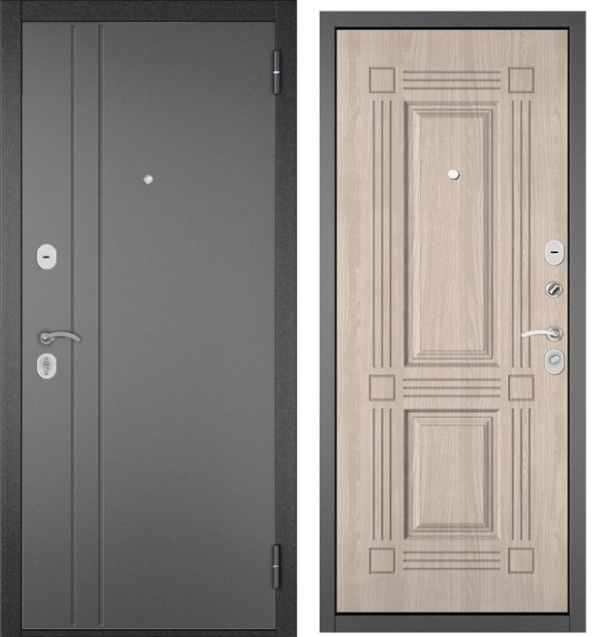 Входная дверь в квартиру TRUST ECO металл RL-2 Букле графит, отделка МДФ 104 (Ясень ривьера айс)