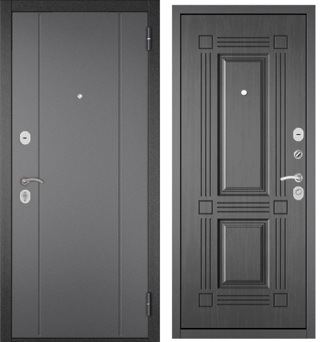 Входная дверь в квартиру TRUST ECO металл RL-1 Букле графит, отделка МДФ 104 (Дуб серый)