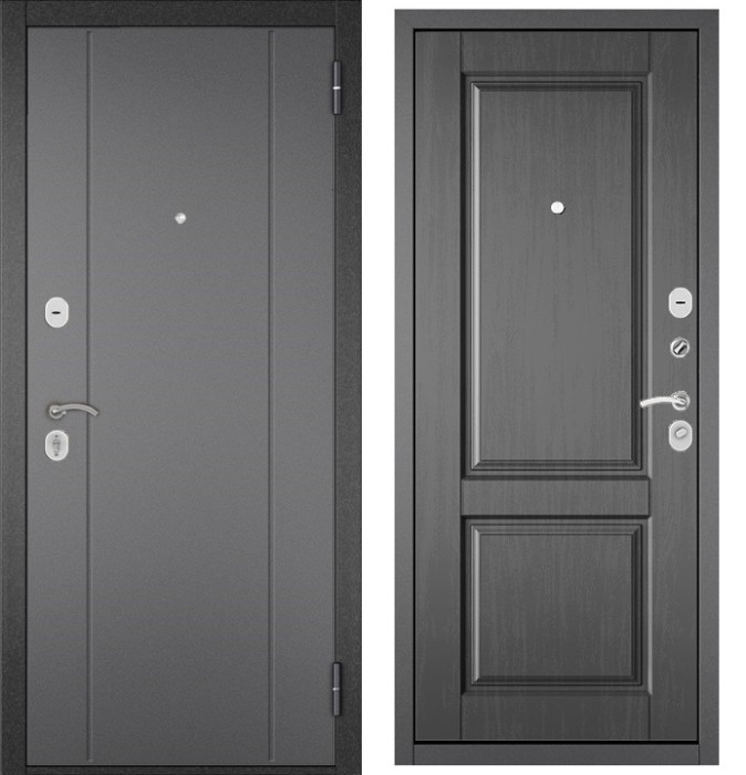 Входная дверь в квартиру TRUST ECO металл RL-1 Букле графит, отделка МДФ D-1 (Дуб серый)