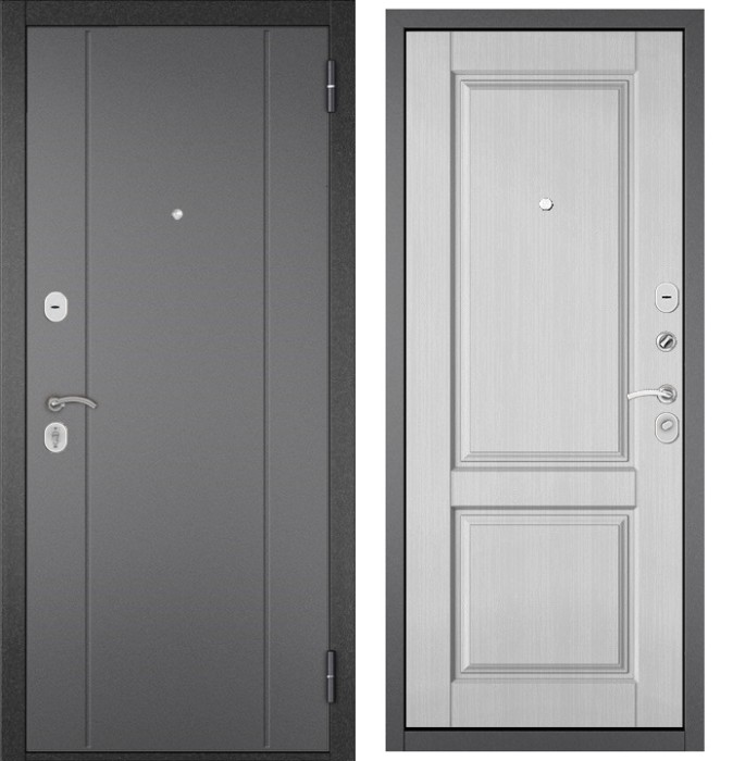 Входная дверь в квартиру TRUST ECO металл RL-1 Букле графит, отделка МДФ D-1 (Ларче бьянко)
