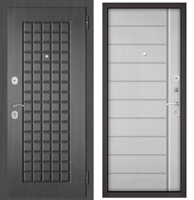 Входная дверь в квартиру TRUST MASS МДФ 112 Дуб серый, отделка МДФ 136 (Дуб белый матовый)