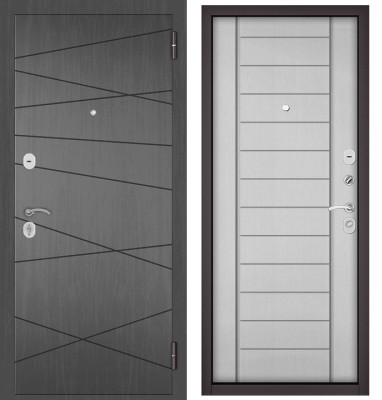 Входная дверь в квартиру TRUST ECO МДФ 130 Дуб серый, отделка МДФ 137 (Дуб белый матовый)