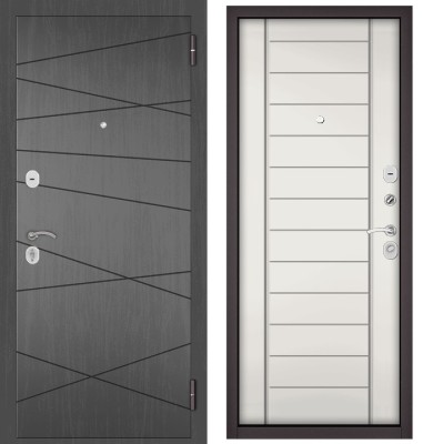 Входная дверь в квартиру TRUST ECO МДФ 130 Дуб серый, отделка МДФ 137 (Белый софт)