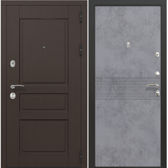 Входная дверь Зелар Евро 3, венге тисненный №149, бетон темный №150