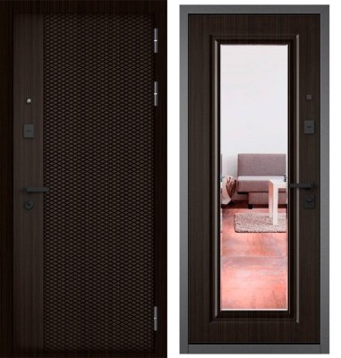 Входная дверь в квартиру с зеркалом CITY PRIME 159 CSmart, МДФ отделка 140 mirror CSmart (Венге)