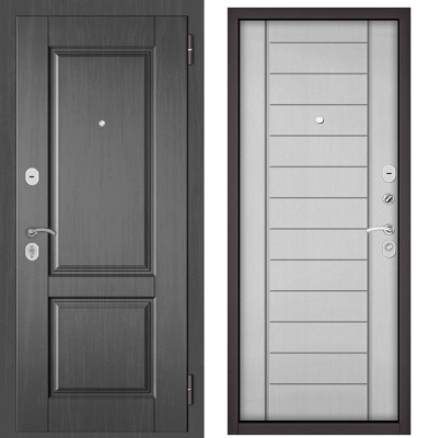 Входная дверь в квартиру HOME ECO МДФ D-1 Дуб серый, отделка МДФ 137 (Дуб белый матовый)