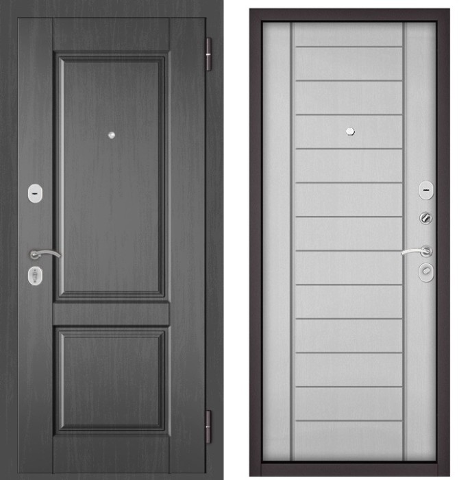 Входная дверь в квартиру HOME ECO МДФ D-1 Дуб серый, отделка МДФ 137 (Дуб белый матовый)