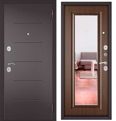 Входная дверь в квартиру с зеркалом TRUST ECO металл RL-3 Букле шоколад, отделка 140 mirror (Карамель)