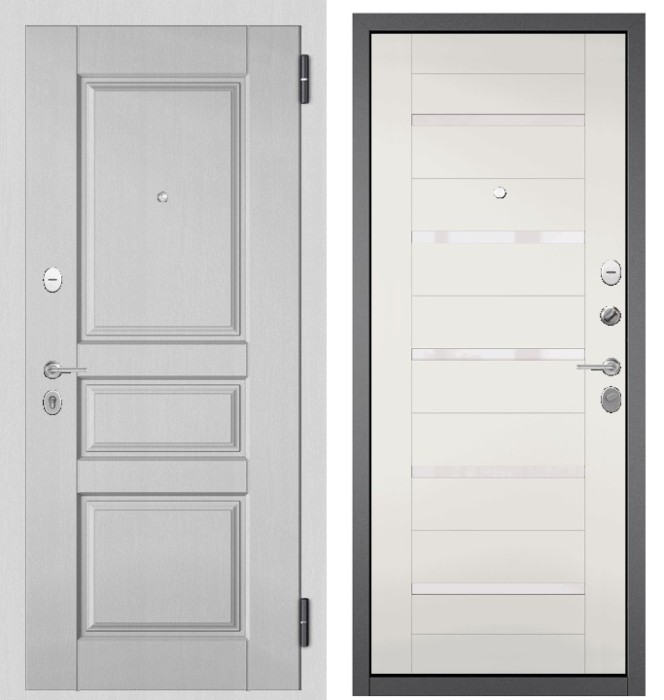 Входная дверь в квартиру FAMILY ECO МДФ D-2 Дуб белый матовый, отделка МДФ 142 (Белый софт)