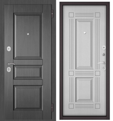 Входная дверь в квартиру HOME ECO МДФ D-2 Дуб серый, отделка МДФ 104 (Дуб белый матовый)
