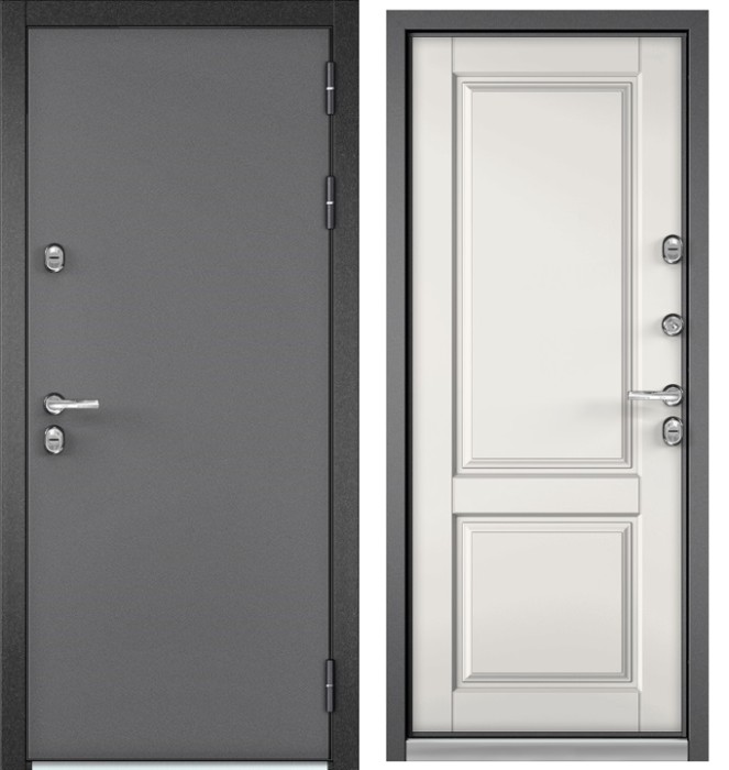 Входная дверь с терморазрывом в дом TERMO STANDART Букле графит, МДФ отделка D-1 (Белый софт)
