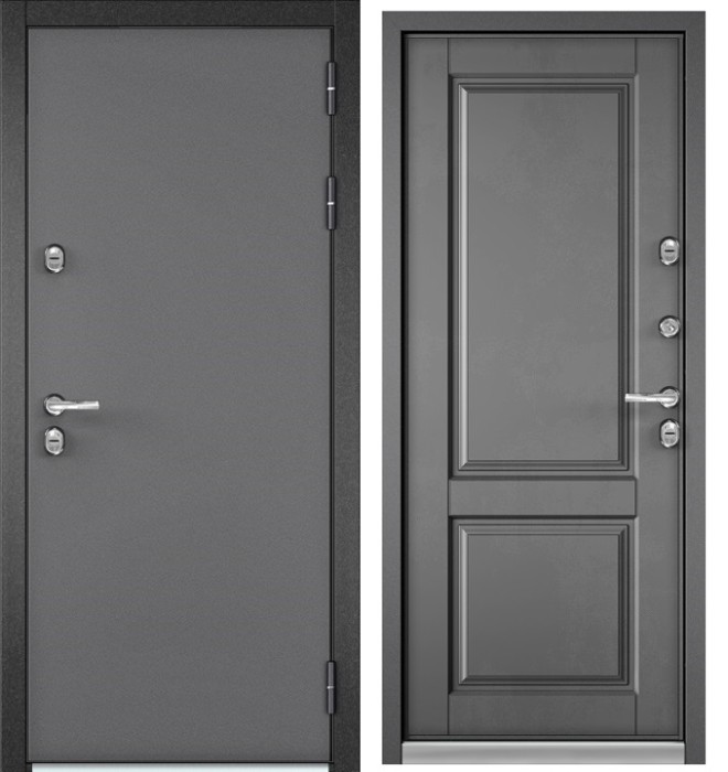 Входная дверь с терморазрывом в дом TERMO STANDART Букле графит, МДФ отделка D-1 (Бетон серый)