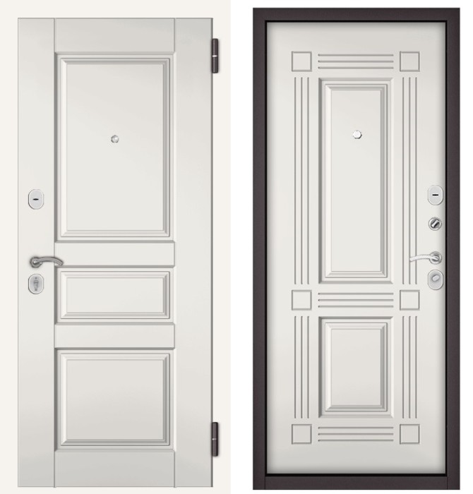 Входная дверь в квартиру HOME ECO МДФ D-2, отделка МДФ 104 (Белый софт)