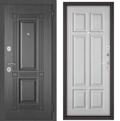 Входная дверь в квартиру HOME ECO МДФ 104 Дуб серый, отделка МДФ 109 (Дуб белый матовый)