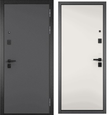 Входная дверь в квартиру CITY PRIME STANDART Букле антрацит, МДФ отделка 100 (Белый матовый)