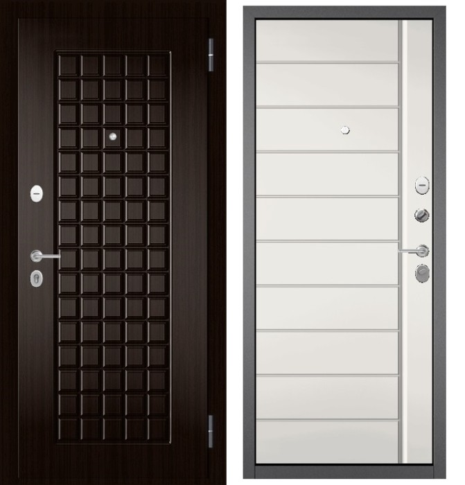 Входная дверь в квартиру FAMILY ECO МДФ 112 Ларче шоколад, отделка МДФ 136 (Белый софт)