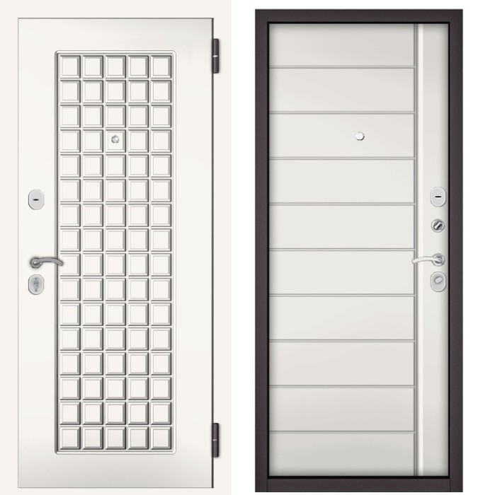 Входная дверь в квартиру HOME ECO МДФ 112, отделка МДФ 136 (Белый софт)
