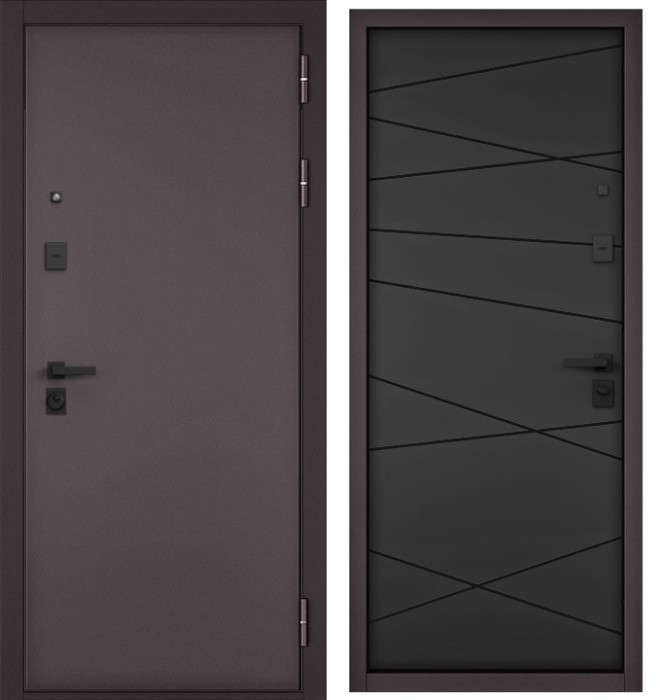 Входная дверь в квартиру CITY PRIME STANDART Букле шоколад, МДФ отделка 130 (Черный матовый)