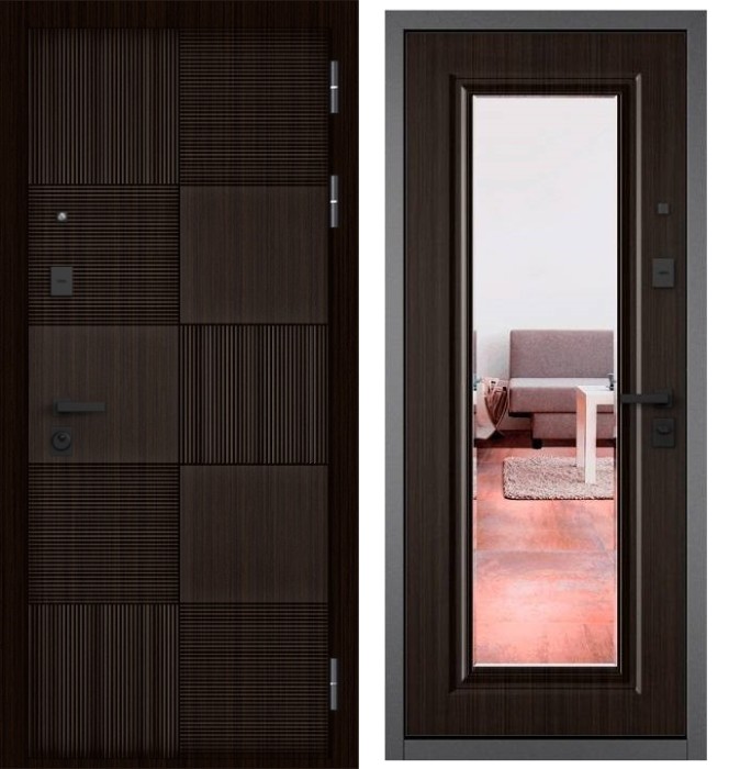 Входная дверь в квартиру с зеркалом CITY PRIME 173 CSmart, МДФ отделка 140 mirror CSmart (Венге)