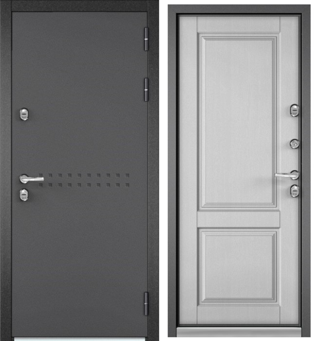 Входная дверь с терморазрывом в дом TERMO R4 Букле графит, МДФ отделка D-1 (Дуб белый скандинавский)