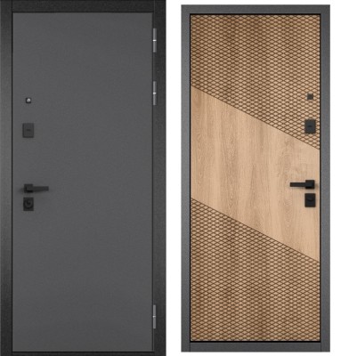 Входная дверь в квартиру CITY PRIME STANDART Букле антрацит, МДФ отделка 163 (Дуб шале натуральный)