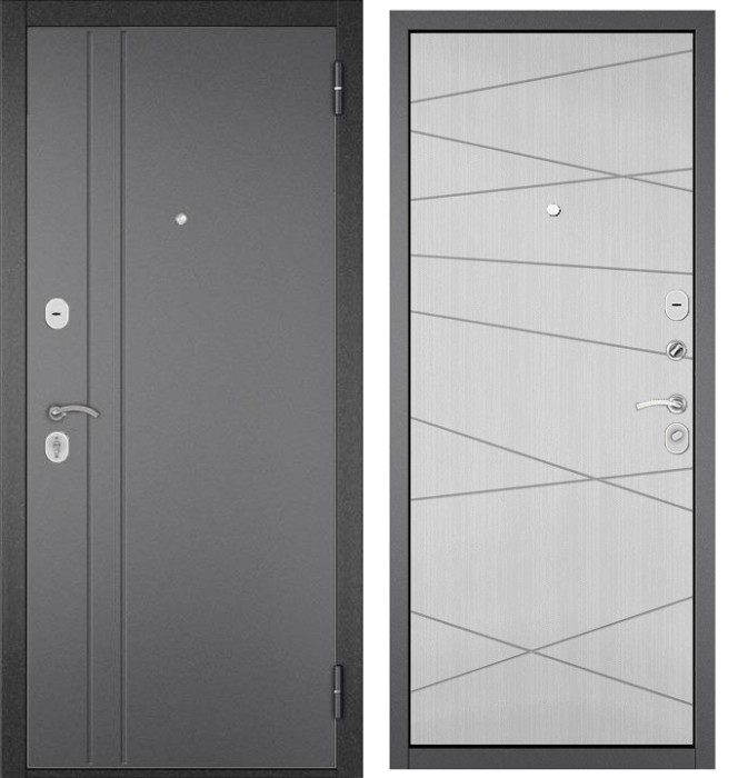 Входная дверь в квартиру TRUST ECO металл RL-2 Букле графит, отделка МДФ 130 (Ларче бьянко)