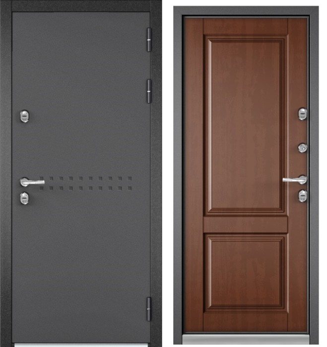 Входная дверь с терморазрывом в дом TERMO R4 Букле графит, МДФ отделка D-1 (Дуб золотой)