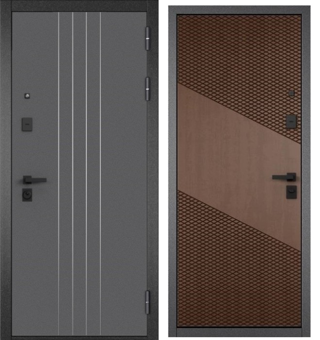 Входная дверь в квартиру CITY PRIME D-8 CSmart Букле графит, МДФ отделка 163 (Карамель)