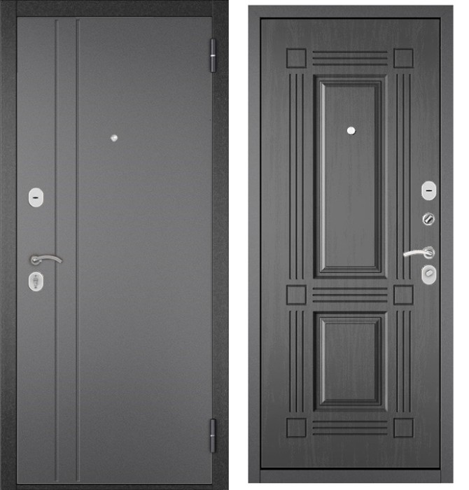 Входная дверь в квартиру TRUST ECO металл RL-2 Букле графит, отделка МДФ 104 (Дуб серый)
