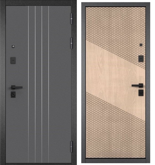 Входная дверь в квартиру CITY PRIME D-8 CSmart Букле графит, МДФ отделка 163 (Дуб крем)