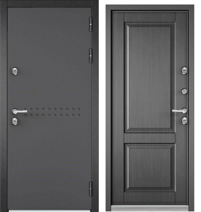 Входная дверь с терморазрывом в дом TERMO R4 Букле графит, МДФ отделка D-1 (Дуб серый)