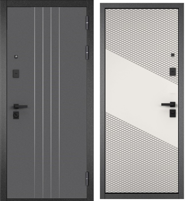 Входная дверь в квартиру CITY PRIME D-8 CSmart Букле графит, МДФ отделка 163 (Белый матовый)