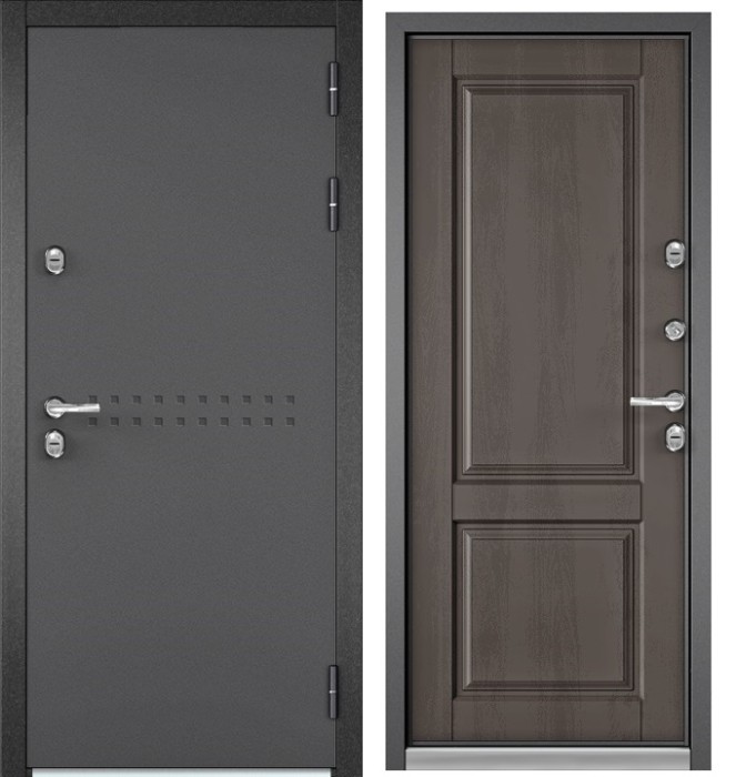 Входная дверь с терморазрывом в дом TERMO R4 Букле графит, МДФ отделка D-1 (Дуб шале серебро)