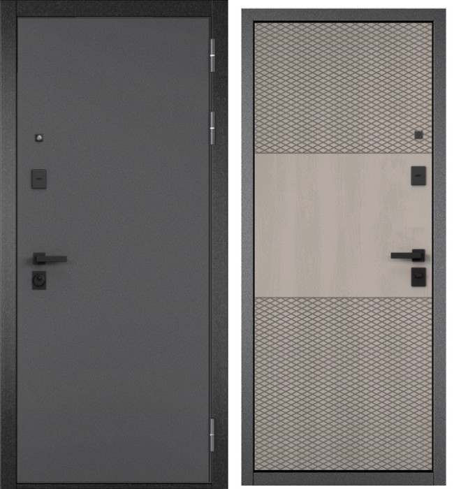 Входная дверь в квартиру CITY PRIME STANDART Букле антрацит, МДФ отделка 162 (Дуб шале белый)