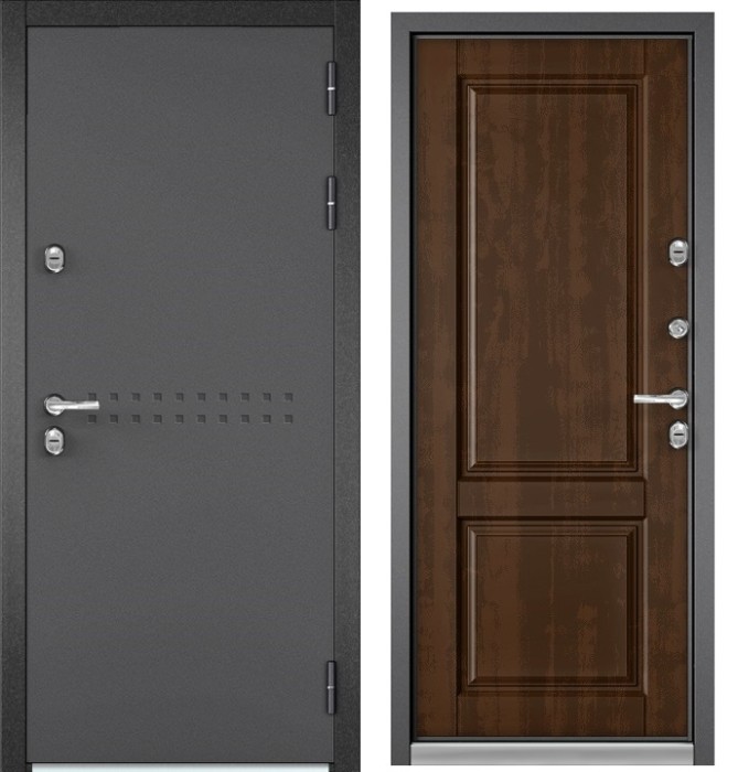 Входная дверь с терморазрывом в дом TERMO R4 Букле графит, МДФ отделка D-1 (Орех грецкий)