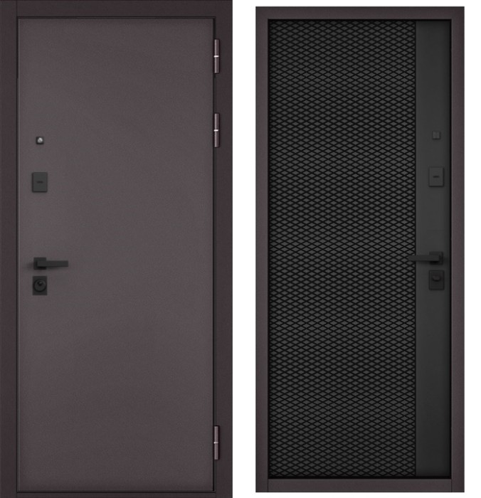 Входная дверь в квартиру CITY PRIME STANDART Букле шоколад, МДФ отделка 159 (Черный матовый)