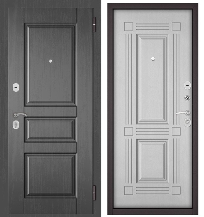 Входная дверь в квартиру TRUST MASS МДФ D-2 Дуб серый, отделка МДФ 104 (Дуб белый матовый)