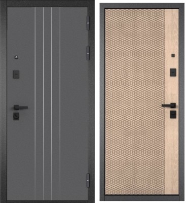 Входная дверь в квартиру CITY PRIME D-8 CSmart Букле графит, МДФ отделка 159 (Дуб крем)