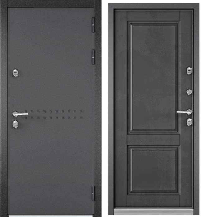 Входная дверь с терморазрывом в дом TERMO STANDART R4 Букле графит, МДФ отделка D-1 (Бетон темный)