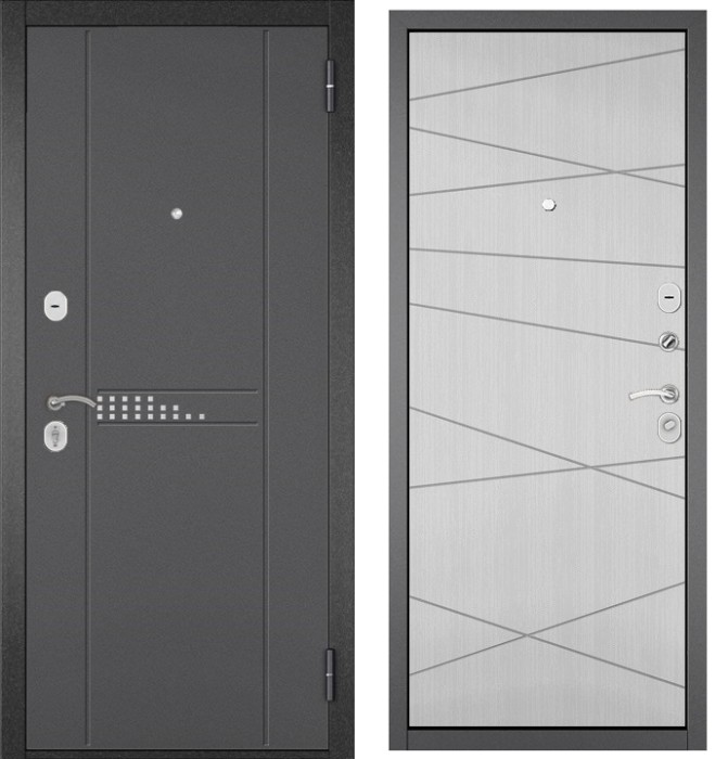 Входная дверь в квартиру TRUST ECO металл RL-10 Букле графит, отделка МДФ 130 (Ларче бьянко)