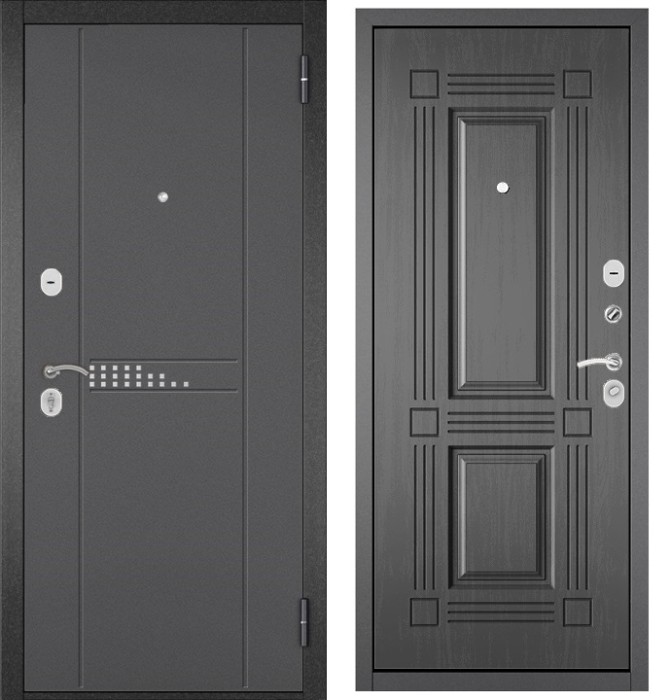 Входная дверь в квартиру TRUST ECO металл RL-10 Букле графит, отделка МДФ 104 (Дуб серый)