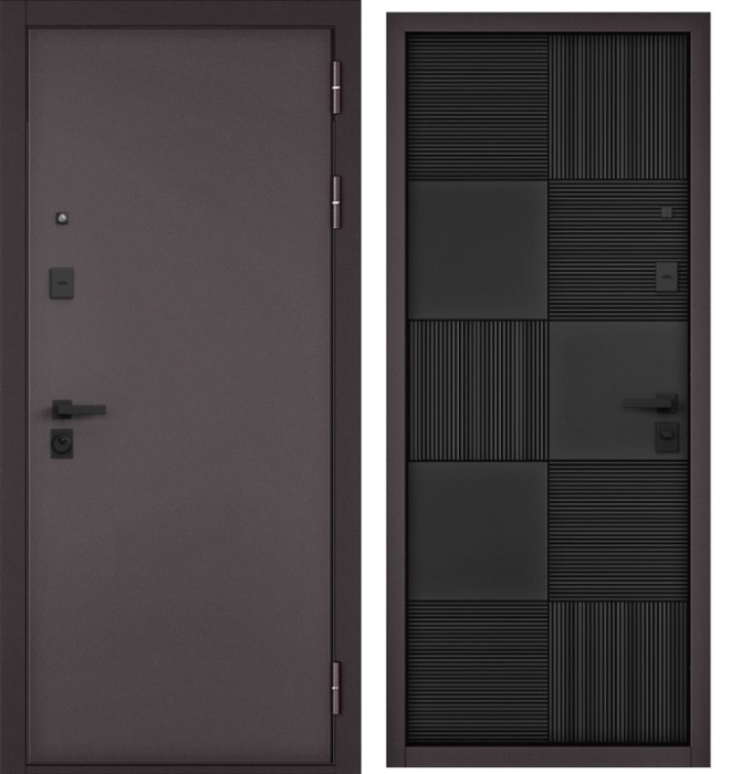 Входная дверь в квартиру CITY PRIME STANDART Букле шоколад, МДФ отделка 173 (Черный матовый)