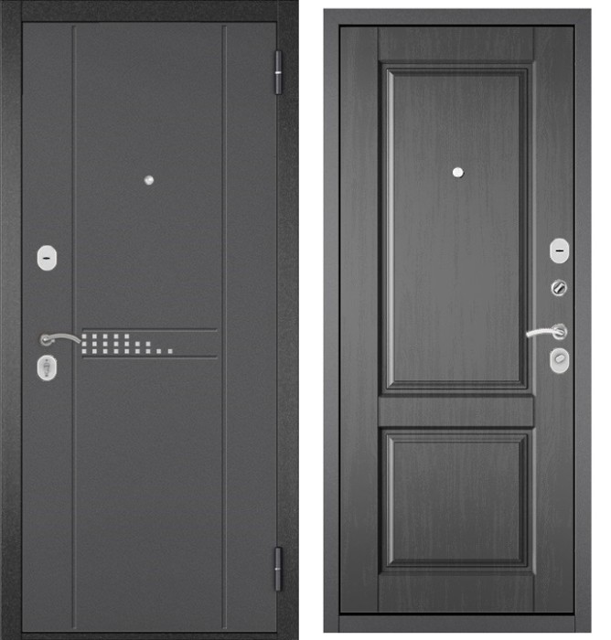Входная дверь в квартиру HOME ECO металл RL-10 Букле графит, отделка МДФ D-1 (Дуб серый)