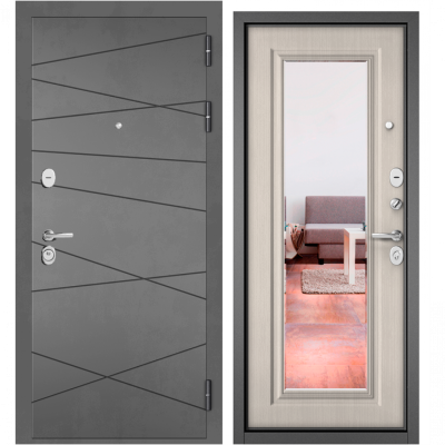 Входная дверь в квартиру с зеркалом Зелар Зелар-Фэмили Графит софт - 130, Ларче бьянко - 140 зеркало