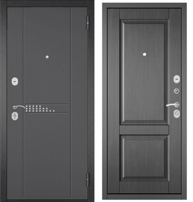 Входная дверь в квартиру TRUST ECO металл RL-10 Букле графит, отделка МДФ D-1 (Дуб серый)